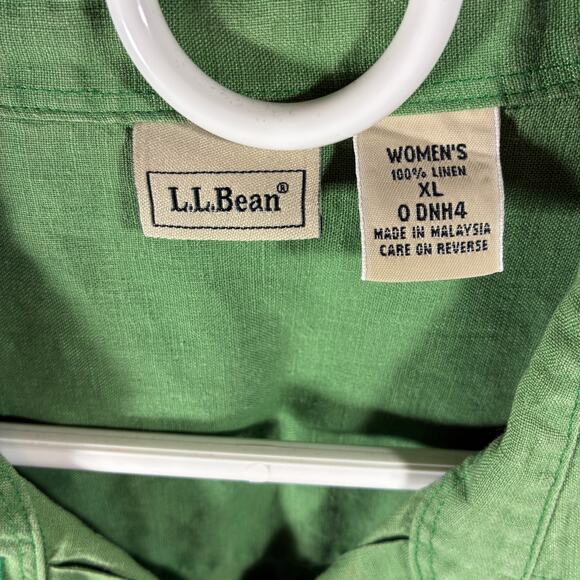 L L bean women linen top XL button coastal beachy vacation tropical spring - Picture 3 of 6